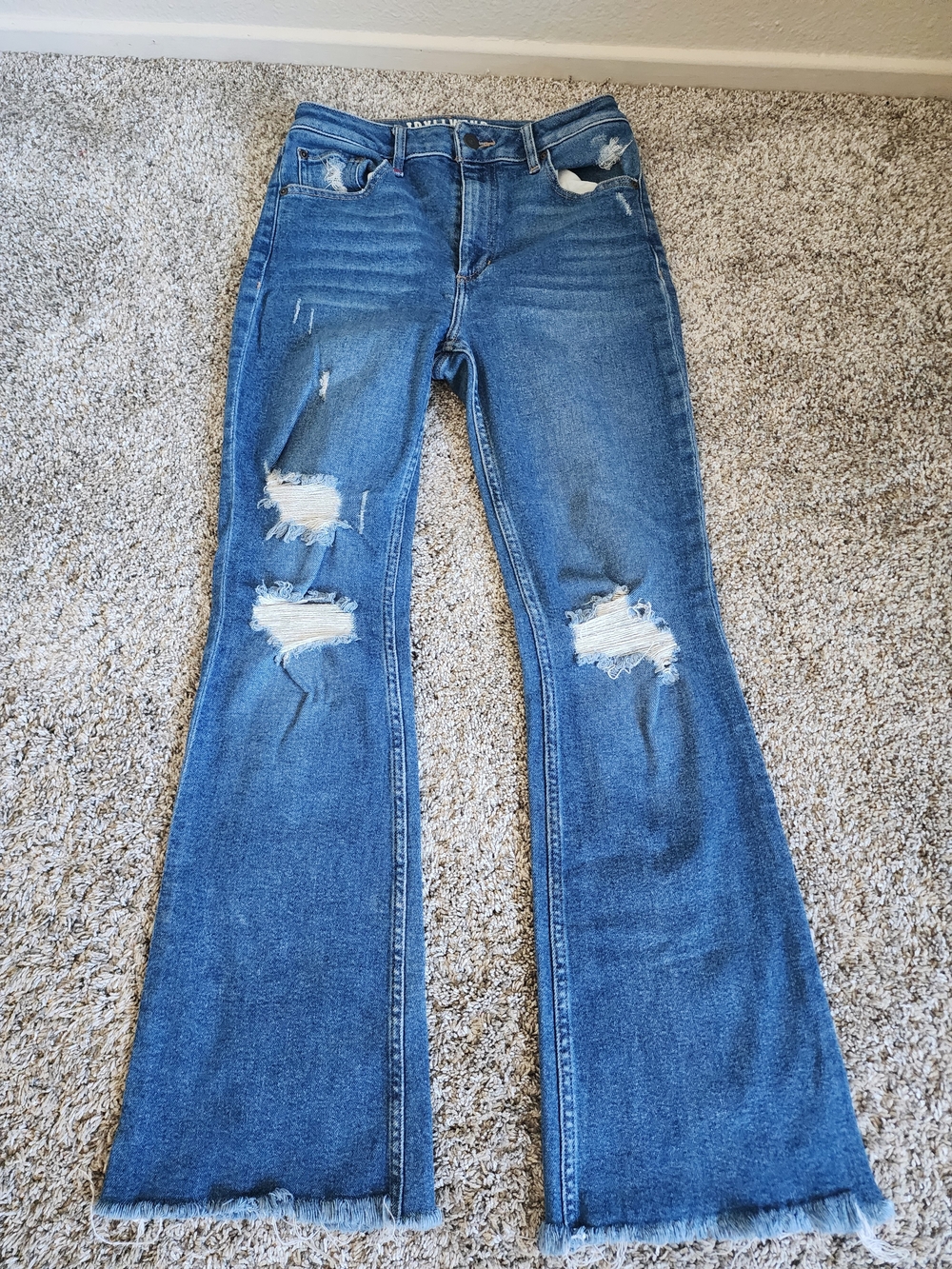 Idyllwind Miranda Lambert Distressed Flare Jeans Size 8 Raw Hem